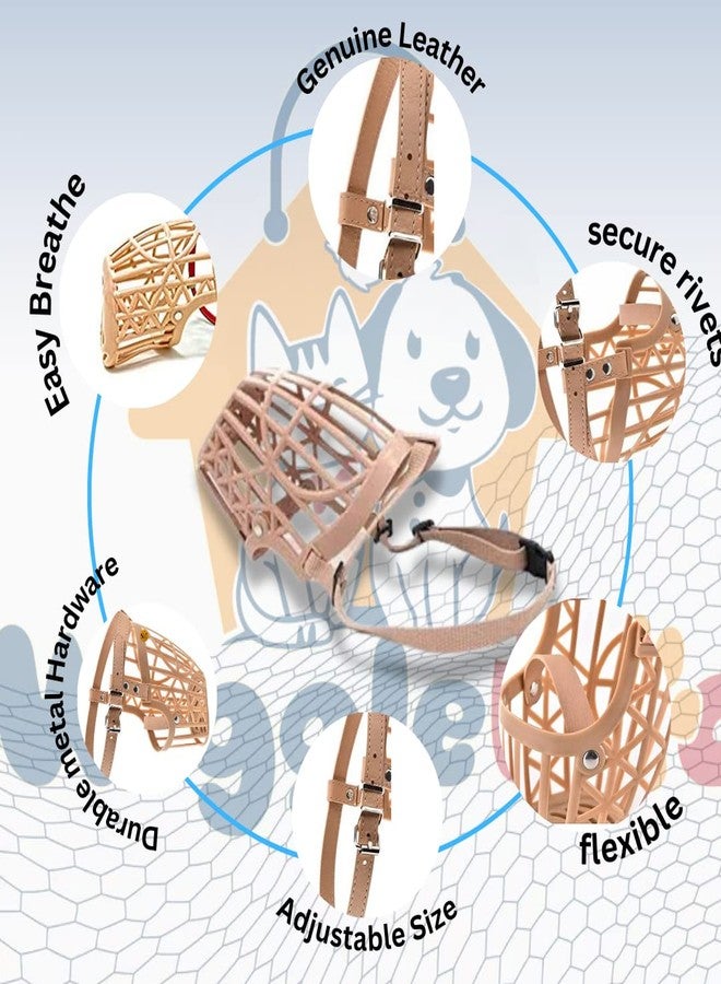WiggleBoo Dog Muzzle || Basket Design || Secure & Comfortable || Perfect for Training & Vet Visits || Breathable & Adjustable Design || Beige || (Medium) - Image 2